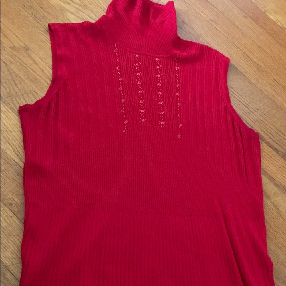 Red turtle neck tank top